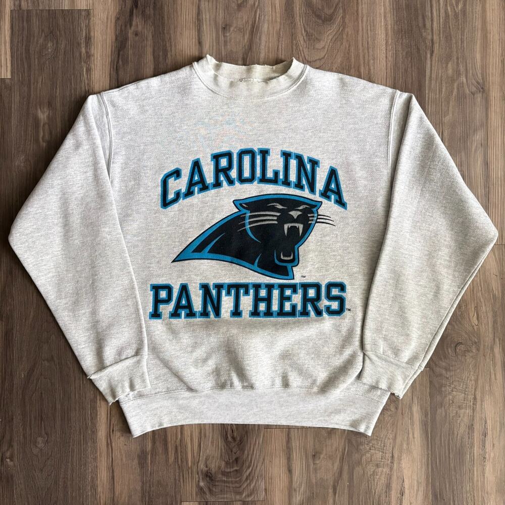 Vintage Carolina Panthers Sweatshirt Men's Size M 1990s NFL Crewneck Big Logo
